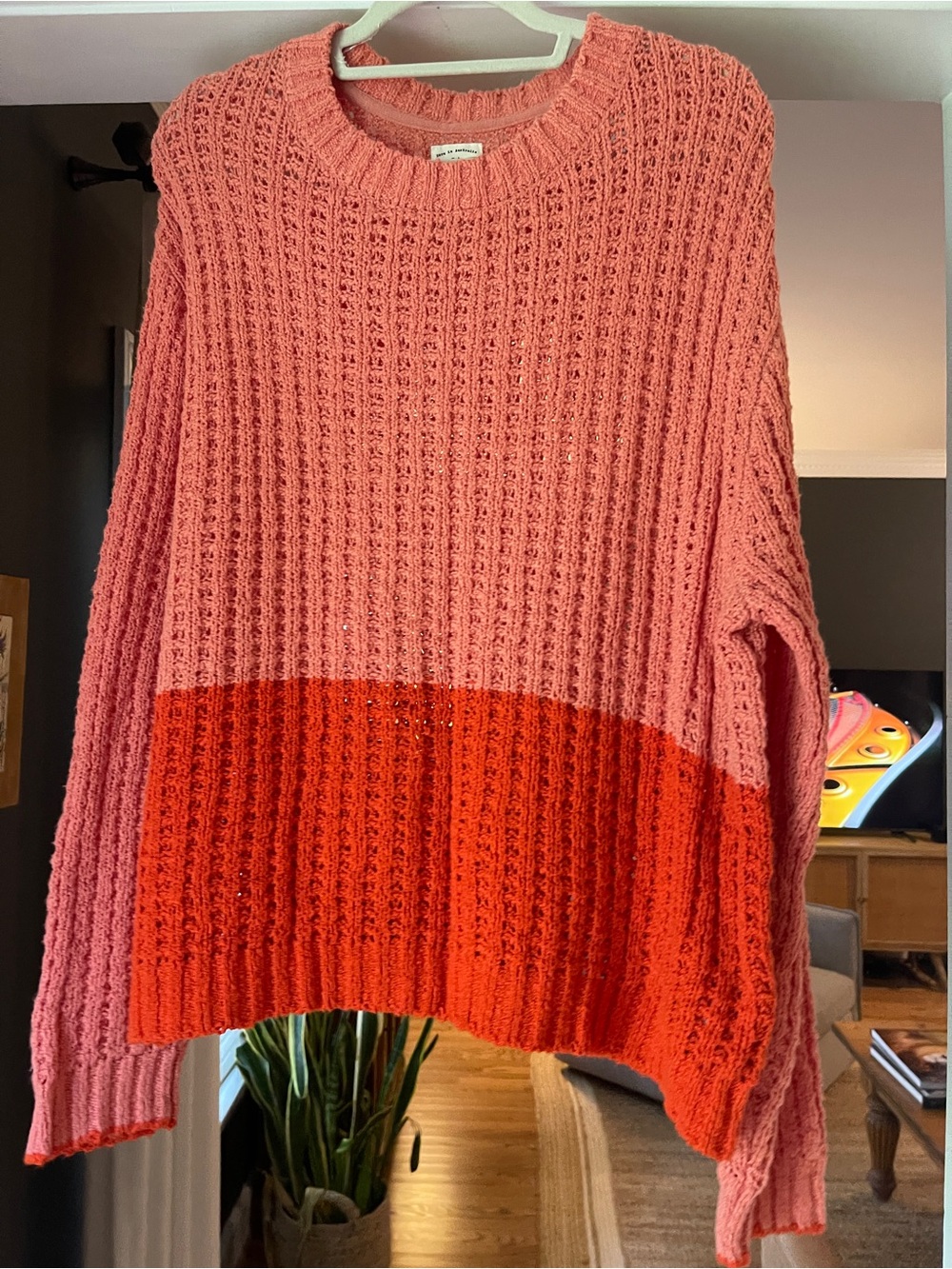 Billabong Colorblock Pink & Orange Knit Sweater